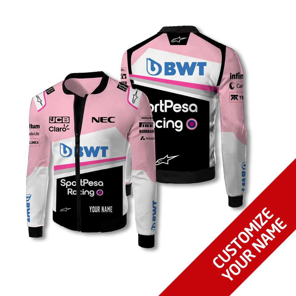 Personalized Sportpesa Racing Point F1 Team Custom Bomber Jacket Personalized Sportpesa Racing Point F1 Team Custom Bomber Jacket
