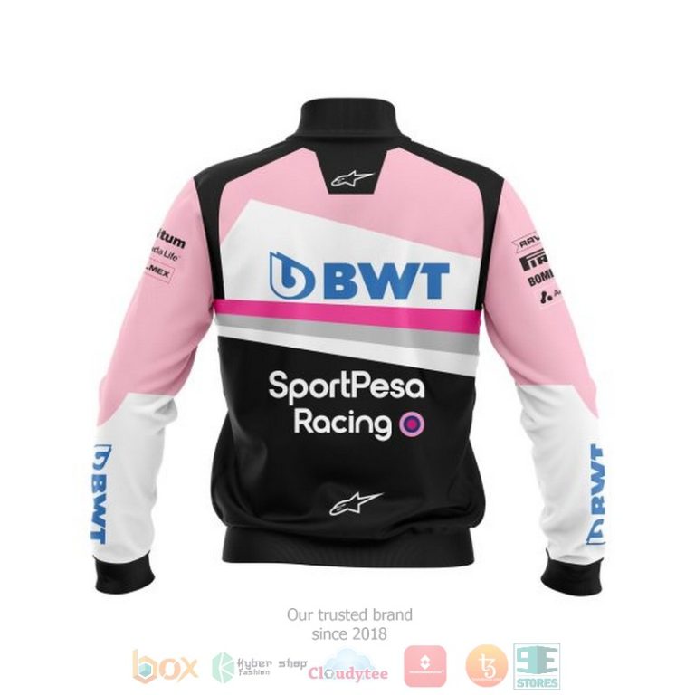 Personalized-Sportpesa-Racing-Point-Pink-Black-Custom-Bomber-Jacket-1