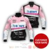Personalized Sportpesa Racing Point Pink Black Custom Bomber Jacket