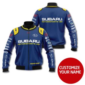 Personalized Subaru Motorsports Usa Blue Custom Bomber Jacket