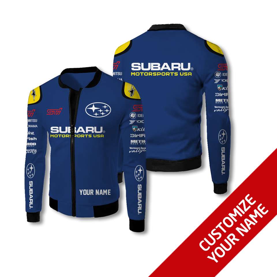 Personalized Subaru Motorsports Usa Custom Bomber Jacket Personalized Subaru Motorsports Usa Custom Bomber Jacket