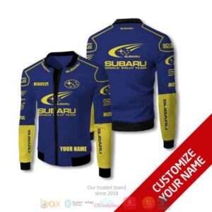 Personalized Subaru World Rally Team Blue Custom Bomber Jacket