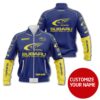Personalized Subaru World Rally Team Blue Yellow Custom Bomber Jacket