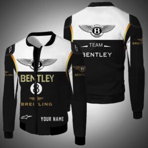 Personalized Team Bentley Black White Custom Bomber Jacket