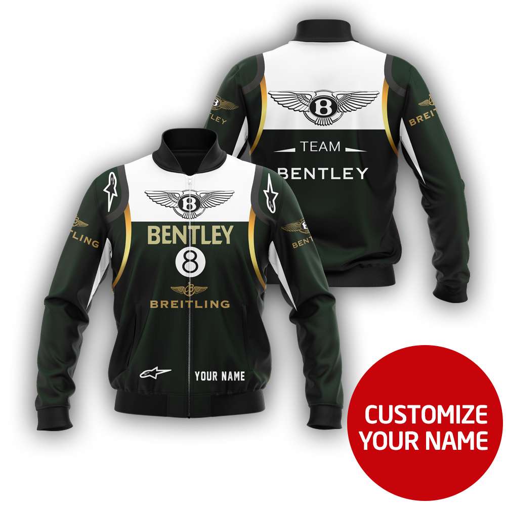 Personalized Team Bentley Breitling Dark Green Custom Bomber Jacket Personalized Team Bentley Breitling Dark Green Custom Bomber Jacket