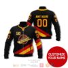 Personalized Vancouver Canucks Nhl Custom Black Red Yellow Bomber Jacket
