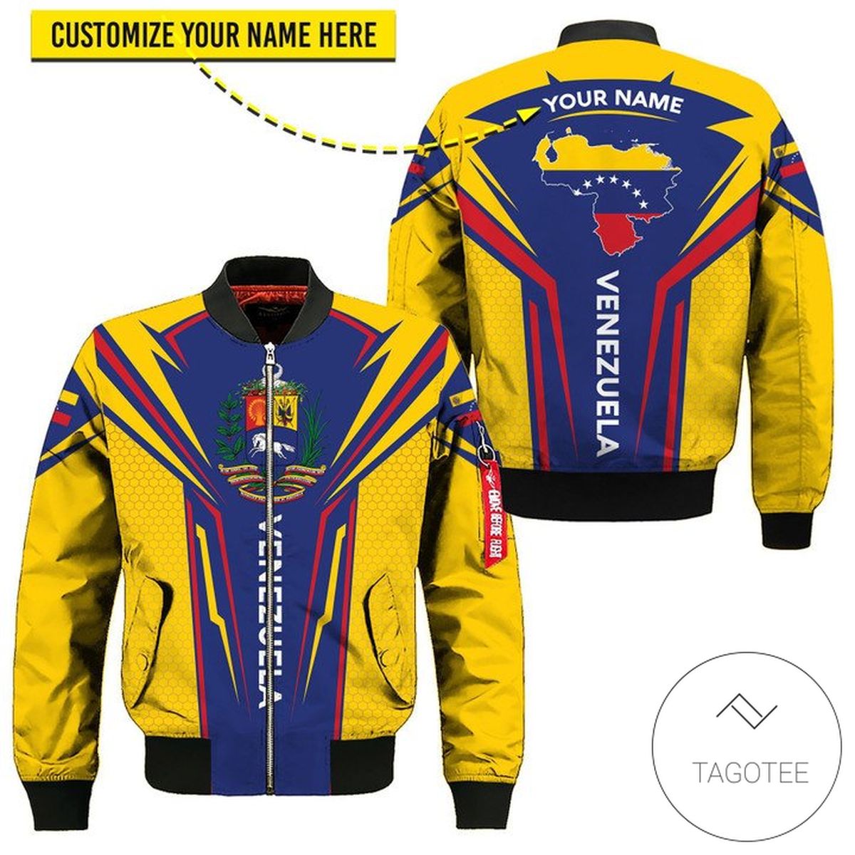 Personalized Venezuela Map 3D Bomber Jacket Personalized Venezuela Map 3D Bomber Jacket
