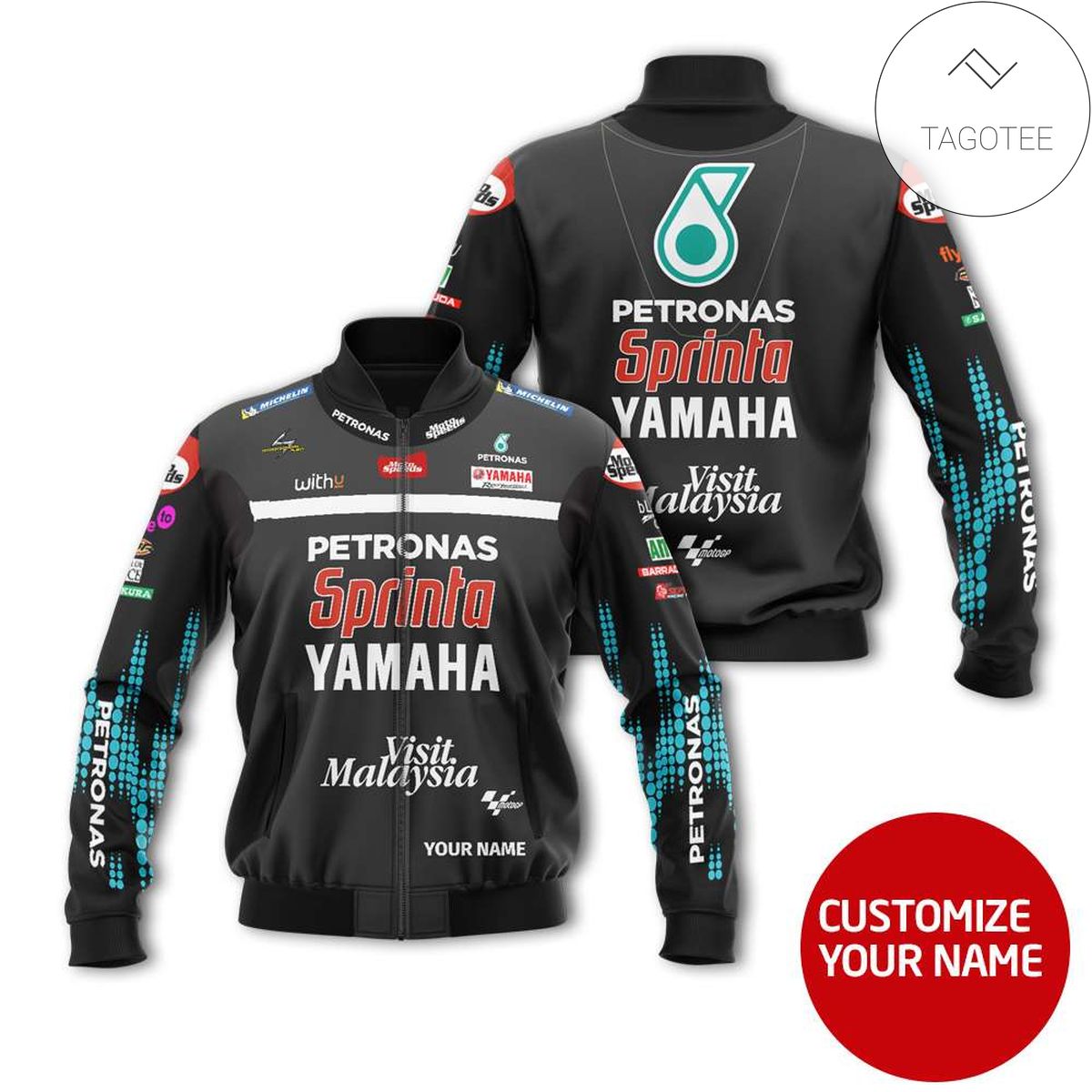 Petronas Yamaha Motorcycle Racing Team 3D Bomber Jacket Petronas Yamaha Motorcycle Racing Team 3D Bomber Jacket