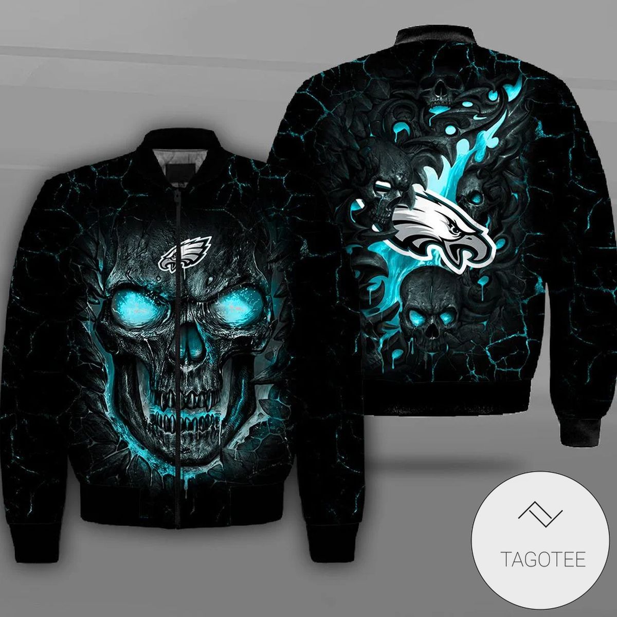 Philadelphia Eagles Lava Skull Full Print Bomber Jacket Philadelphia Eagles Lava Skull Full Print Bomber Jacket
