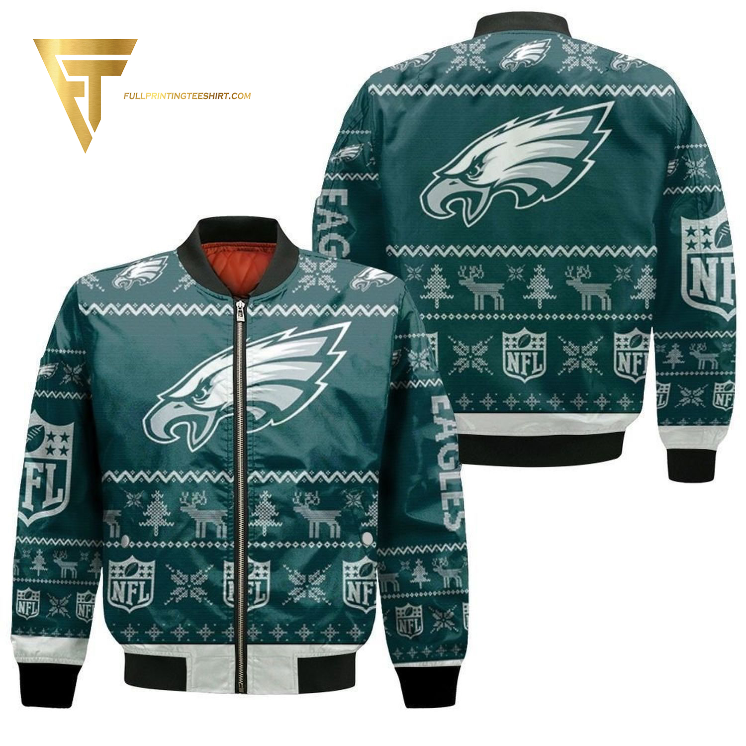 Philadelphia Eagles Ugly Christmas Full Printing Bomber Jacket Philadelphia Eagles Ugly Christmas Full Printing Bomber Jacket