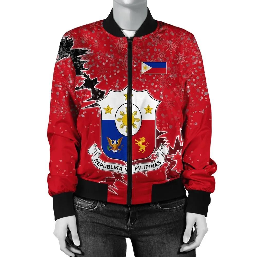 Philippines Christmas Coat Of Arms Women Bomber Jacket X Style J78 Bomber Jacket Philippines Christmas Coat Of Arms Women Bomber Jacket X Style J78 Bomber Jacket