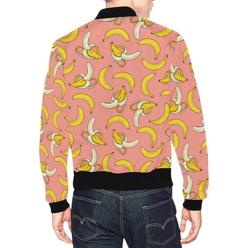 Pink-Banana-Pattern-Print-Mens-Bomber-Jacket-2