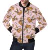 Pink Corgi Pattern Print Mens Bomber Jacket