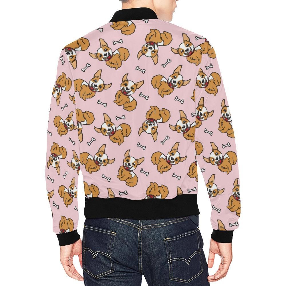 Pink-Corgi-Pattern-Print-Mens-Bomber-Jacket-2