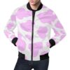 Pink Cow Pattern Print Mens Bomber Jacket