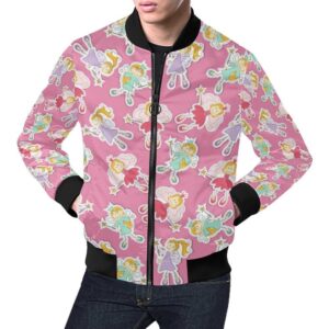 Pink Fairy Pattern Print Mens Bomber Jacket