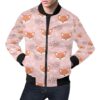 Pink Fox Pattern Print Mens Bomber Jacket