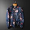 Pink and Red Dahila Printed Bomber Jacket