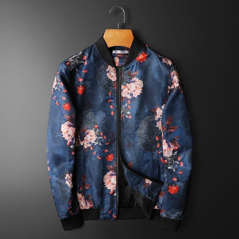 Pink and Red Dahila Printed Bomber Jacket Pink and Red Dahila Printed Bomber Jacket