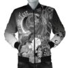 Pohnpei Custom Personalised Men's Bomber Jacket - Humpback Whale with Tropical Flowers (White)- BN18 Bomber Jacket