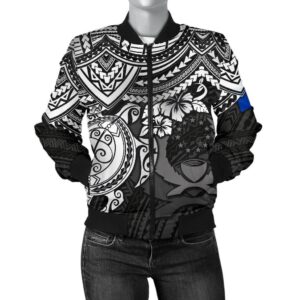 Pohnpei Polynesian Bomber Jacket (Women) - Polynesian White Turtle - BN15 Bomber Jacket