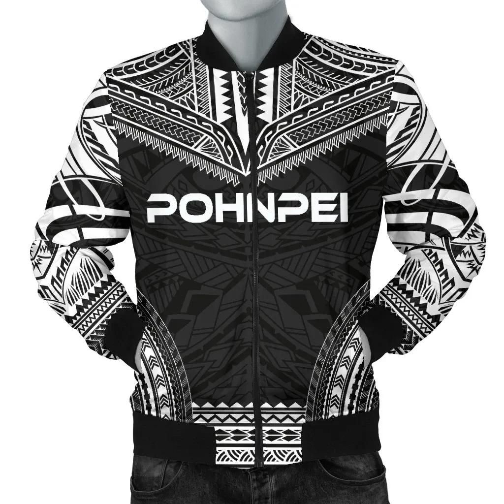 Pohnpei Polynesian Chief Men's Bomber Jacket - Black Version - Bn10 Bomber Jacket Pohnpei Polynesian Chief Men's Bomber Jacket - Black Version - Bn10 Bomber Jacket