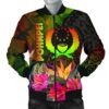 Pohnpei Polynesian Men's Bomber Jacket - Hibiscus and Banana Leaves - BN15 Bomber Jacket