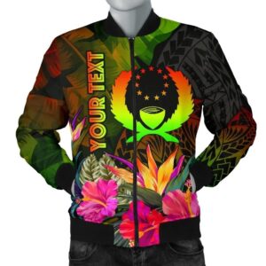 Pohnpei Polynesian Personalised Men's Bomber Jacket -  Hibiscus and Banana Leaves - BN15 Bomber Jacket