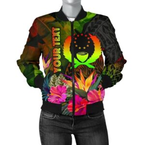 Pohnpei Polynesian Personalised Women's bomber Jacket -  Hibiscus and Banana Leaves - BN15 Bomber Jacket