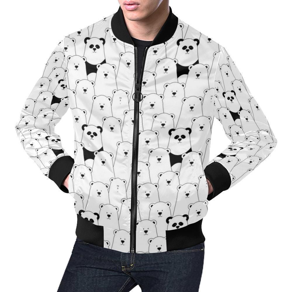 Polar Bear Panda Pattern Print Mens Bomber Jacket Polar Bear Panda Pattern Print Mens Bomber Jacket