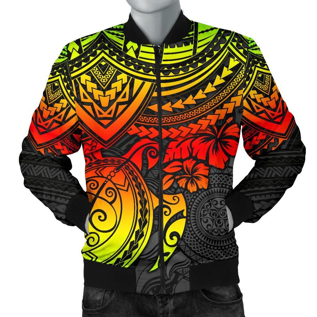 Polynesian Bomber Jacket (Men)- Polynesian Reggae Turtle - BN15 Bomber Jacket Polynesian Bomber Jacket (Men)- Polynesian Reggae Turtle - BN15 Bomber Jacket