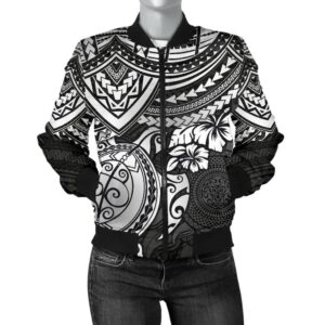 Polynesian Bomber Jacket (Women) - Polynesian White Turtle - BN15 Bomber Jacket