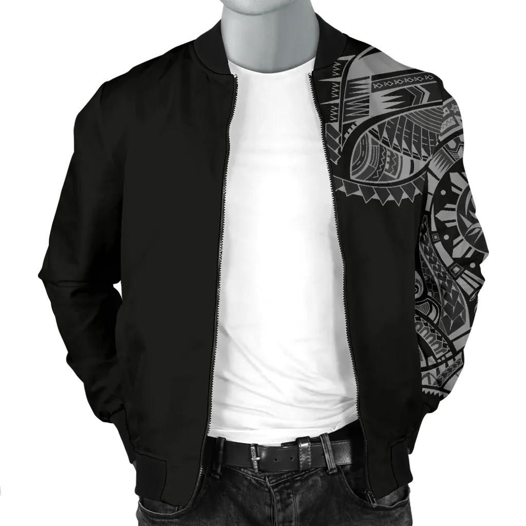 Polynesian-Chest-Tattoo-Mens-Bomber-Jacket-Gray-A7-Bomber-Jacket-2