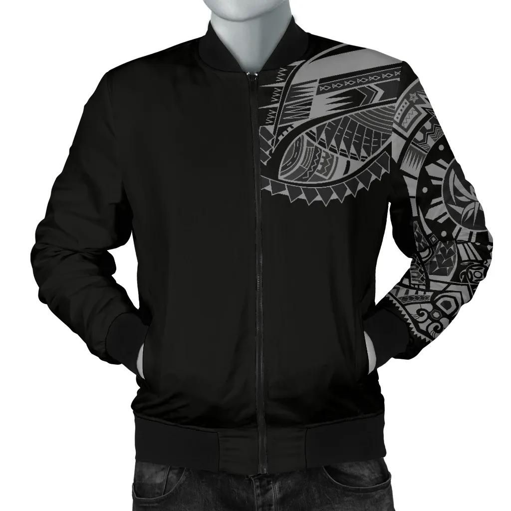 Polynesian Chest Tattoo Men's Bomber Jacket Gray A7 Bomber Jacket Polynesian Chest Tattoo Men's Bomber Jacket Gray A7 Bomber Jacket