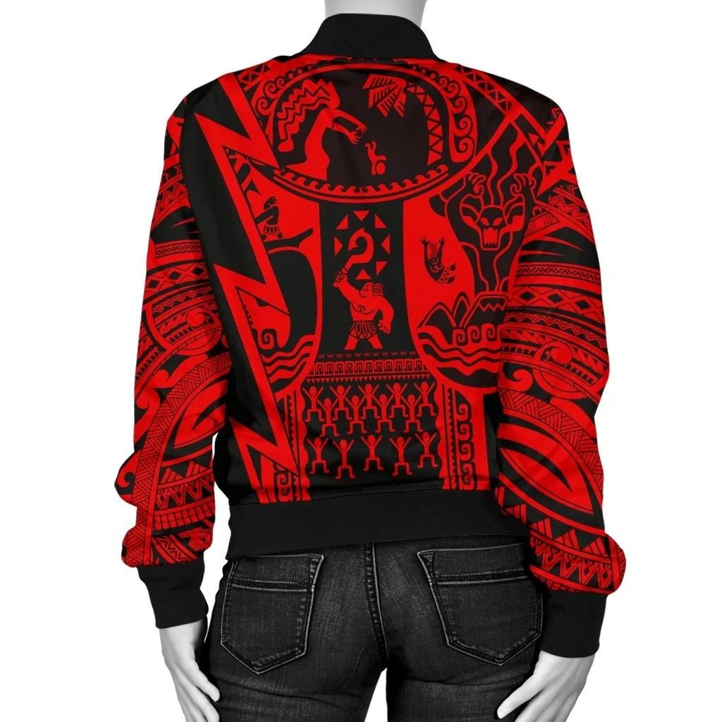 Polynesian-Guinea-Womens-Bomber-Jacket-Moana-Maui-Tattoo-With-Coat-Of-Arm-Guinea-Red-BN17-Bomber-Jacket-2