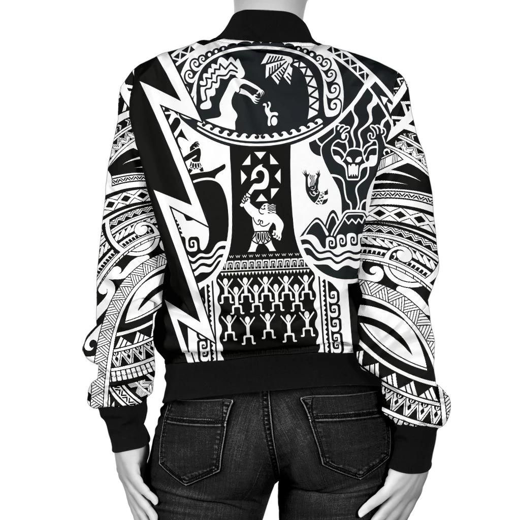 Polynesian-Guinea-Womens-Bomber-Jacket-Moana-Maui-Tattoo-With-Coat-Of-Arm-Guinea-White-BN17-Bomber-Jacket-2