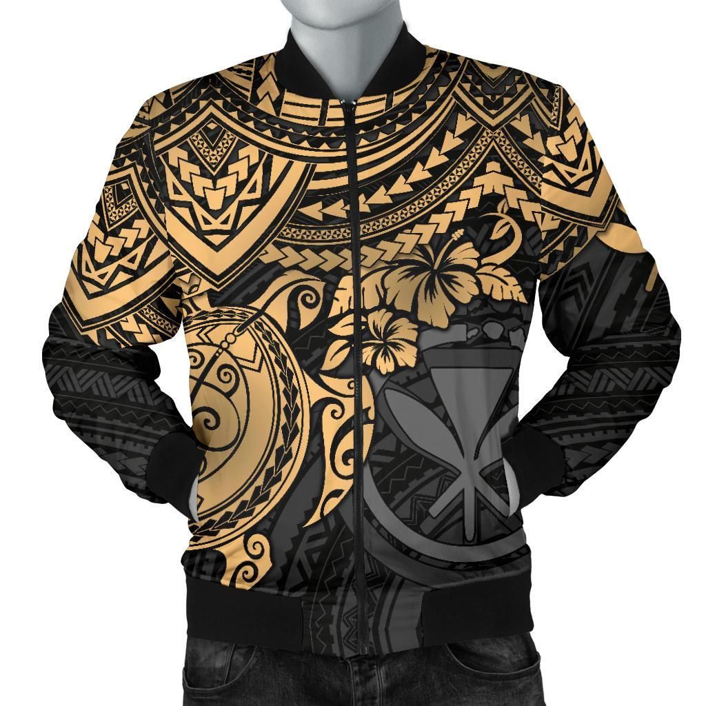 Polynesian Hawaii Bomber Jacket (Men) - Gold Turtle - BN1518 Bomber Jacket Polynesian Hawaii Bomber Jacket (Men) - Gold Turtle - BN1518 Bomber Jacket