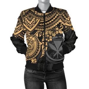 Polynesian Hawaii Bomber Jacket (Women) - Gold Turtle - BN1518 Bomber Jacket
