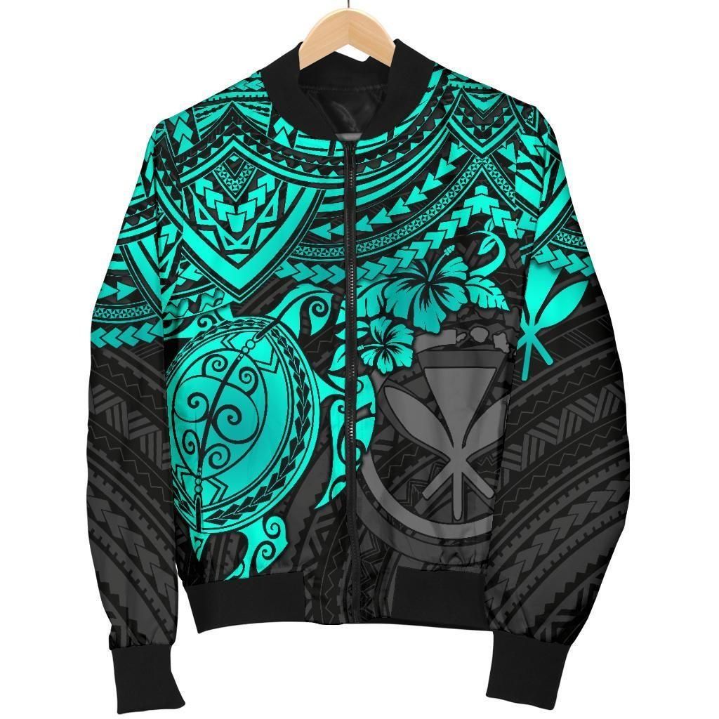 Polynesian Hawaii Bomber Jacket (Women) - Turquoise Turtle - BN15 Bomber Jacket Polynesian Hawaii Bomber Jacket (Women) - Turquoise Turtle - BN15 Bomber Jacket