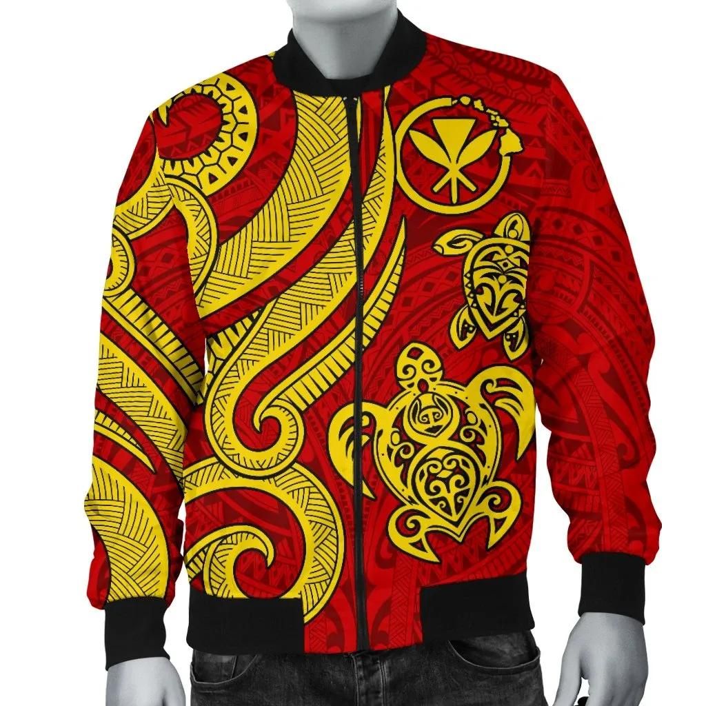 Polynesian Hawaii (Kanaka Maoli) Men Bomber Jacket - Red Tentacle Turtle - BN11 Bomber Jacket Polynesian Hawaii (Kanaka Maoli) Men Bomber Jacket - Red Tentacle Turtle - BN11 Bomber Jacket