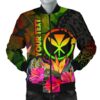 Polynesian Hawaii Kanaka Maoli Polynesian Personalised Men's Bomber Jacket - Hibiscus and Banana Leaves - BN15 Bomber Jacket