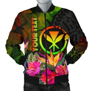 Polynesian Hawaii Kanaka Maoli Polynesian Personalised Men's Bomber Jacket -  Hibiscus and Banana Leaves - BN15 Bomber Jacket