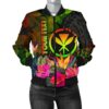 Polynesian Hawaii Kanaka Maoli Polynesian Personalised Women's Bomber Jacket -  Hibiscus and Banana Leaves - BN15 Bomber Jacket
