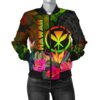 Polynesian Hawaii Kanaka Maoli Polynesian Women's Bomber Jacket - Hibiscus and Banana Leaves - BN15 Bomber Jacket
