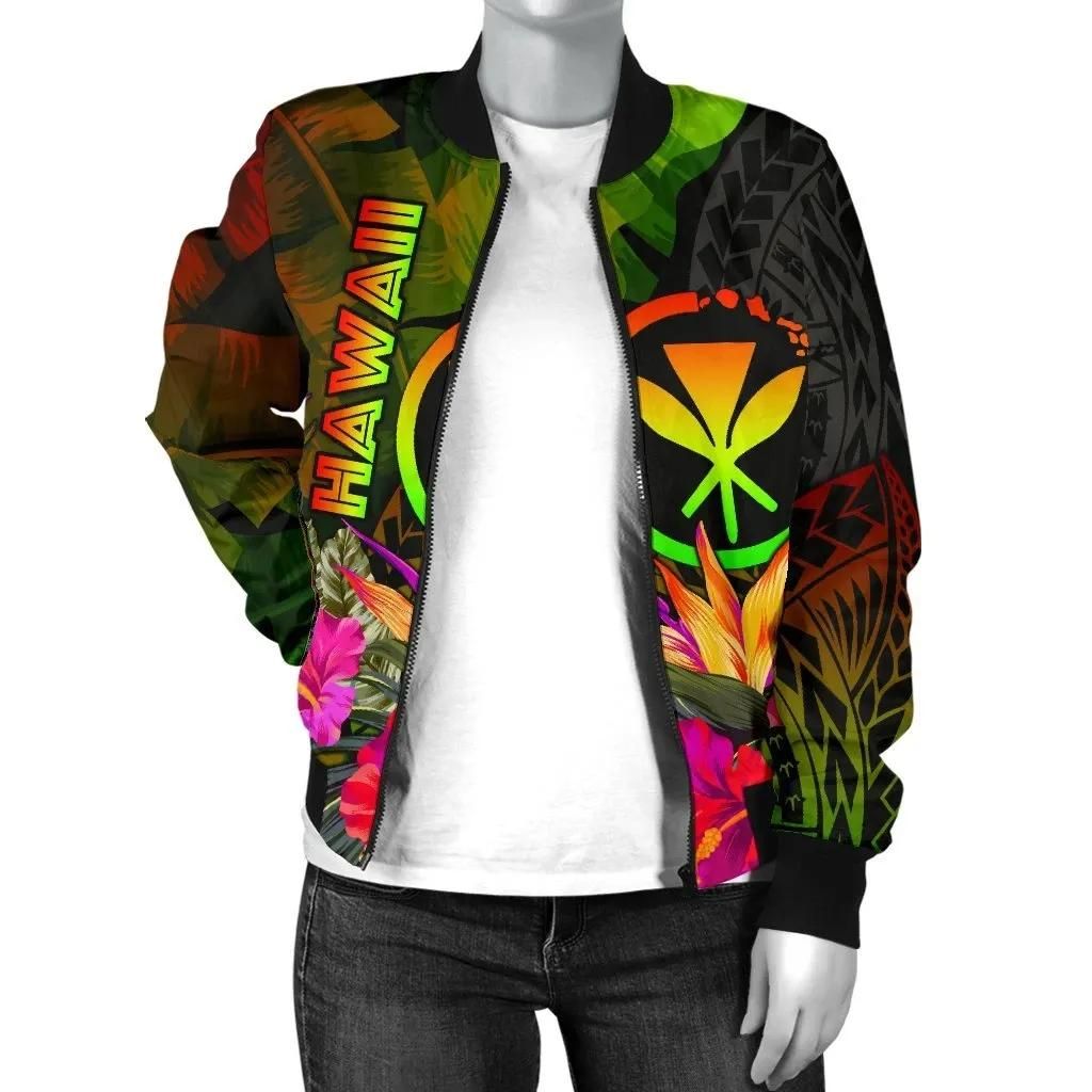 Polynesian-Hawaii-Kanaka-Maoli-Polynesian-Womens-Bomber-Jacket-Hibiscus-and-Banana-Leaves-BN15-Bomber-Jacket-2