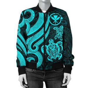 Polynesian Hawaii (Kanaka Maoli) Women Bomber Jacket - Blue Tentacle Turtle - BN11 Bomber Jacket