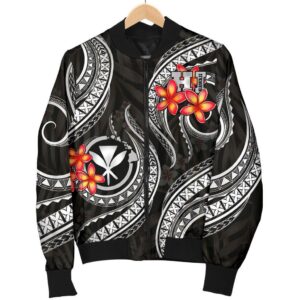 Polynesian Hawaii Men Bomber Jacket - Black Plumeria - BN11 Bomber Jacket