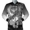 Polynesian Hawaii Men's Bomber Jacket - Kanaka Maoli Humpback Whale with Tropical Flowers (White)- BN18 Bomber Jacket