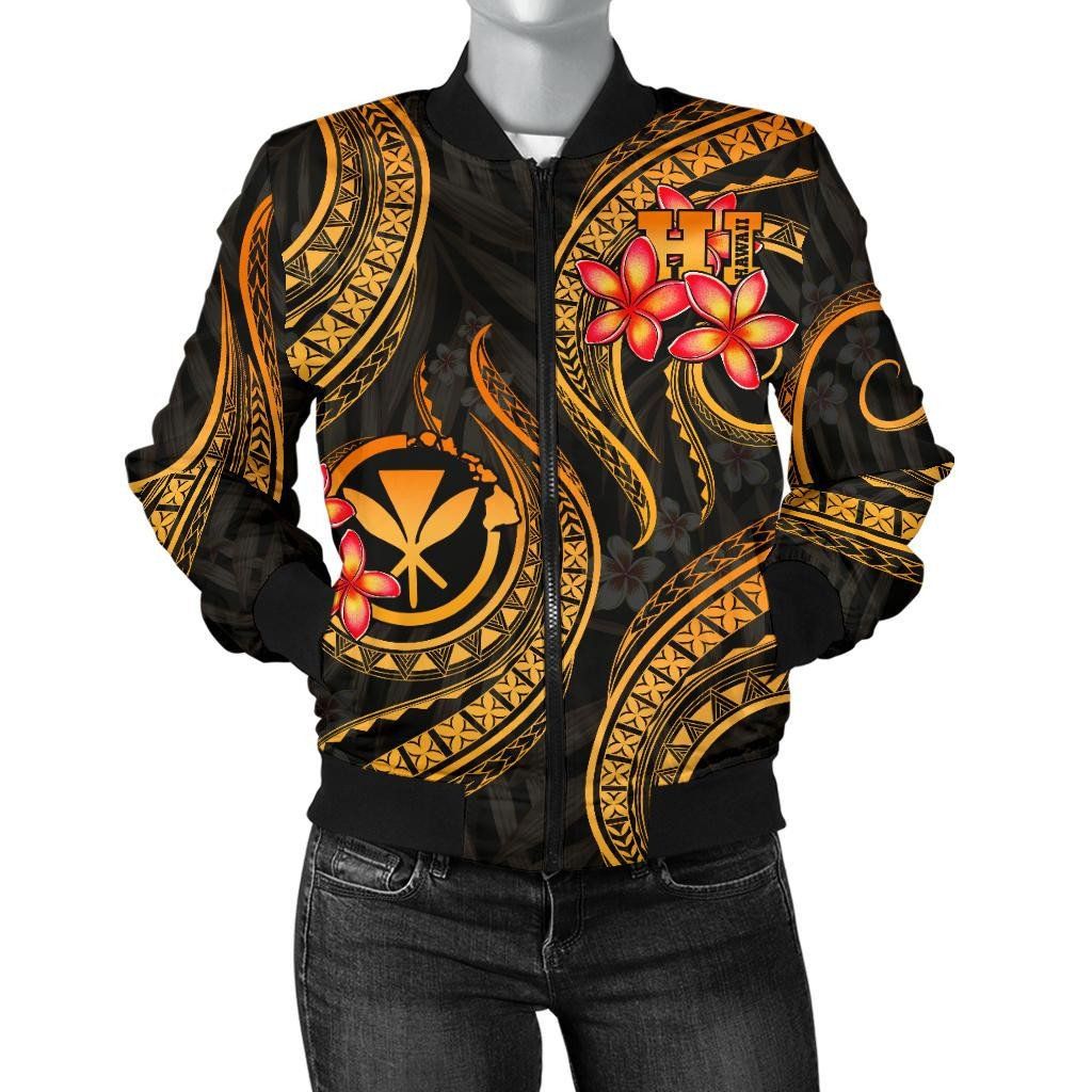Polynesian-Hawaii-Women-Bomber-Jacket-Gold-Plumeria-BN11-Bomber-Jacket-1
