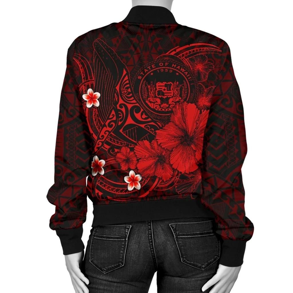 Polynesian-Hawaii-Womens-Bomber-Jacket-Humpback-Whale-with-Hibiscus-Red-BN15-Bomber-Jacket-1